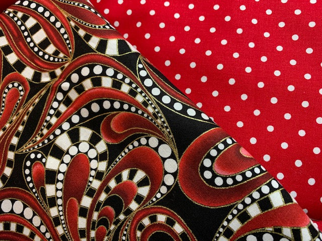 Black, Red, and Gold Paisley